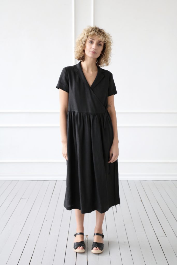 Loose fit linen wrap dress - Image 2