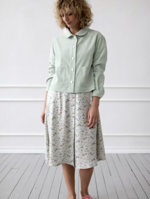 Needle-cord jacket in pale mint color