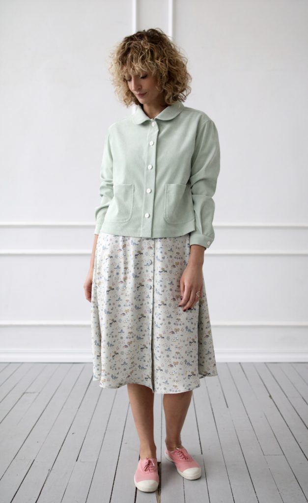 Needle-cord jacket in pale mint color