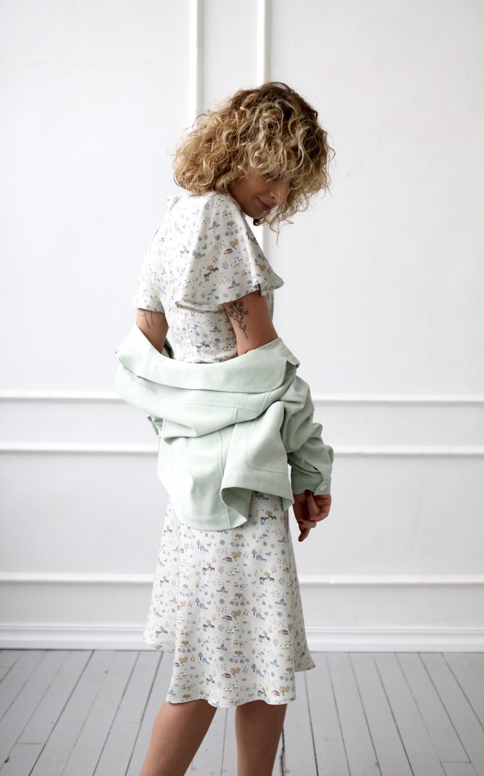 Needle-cord jacket in pale mint color - Image 1