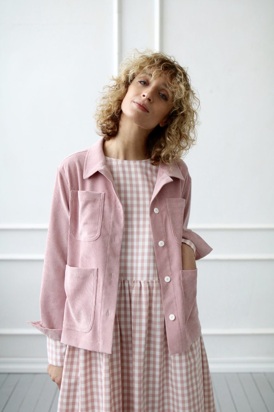 Needle-cord jacket in vintage rose - Image 4