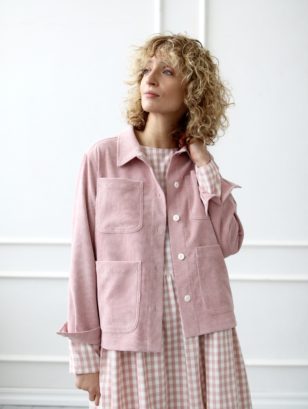Needle-cord jacket in vintage rose