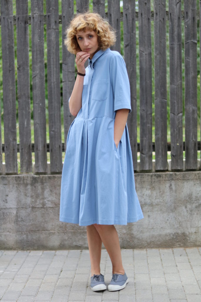 Porcelain blue shirt collar dress - Image 2