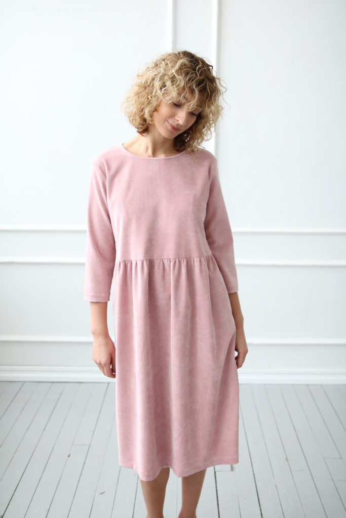 Corduroy loose fit dress in vintage rose - Image 1