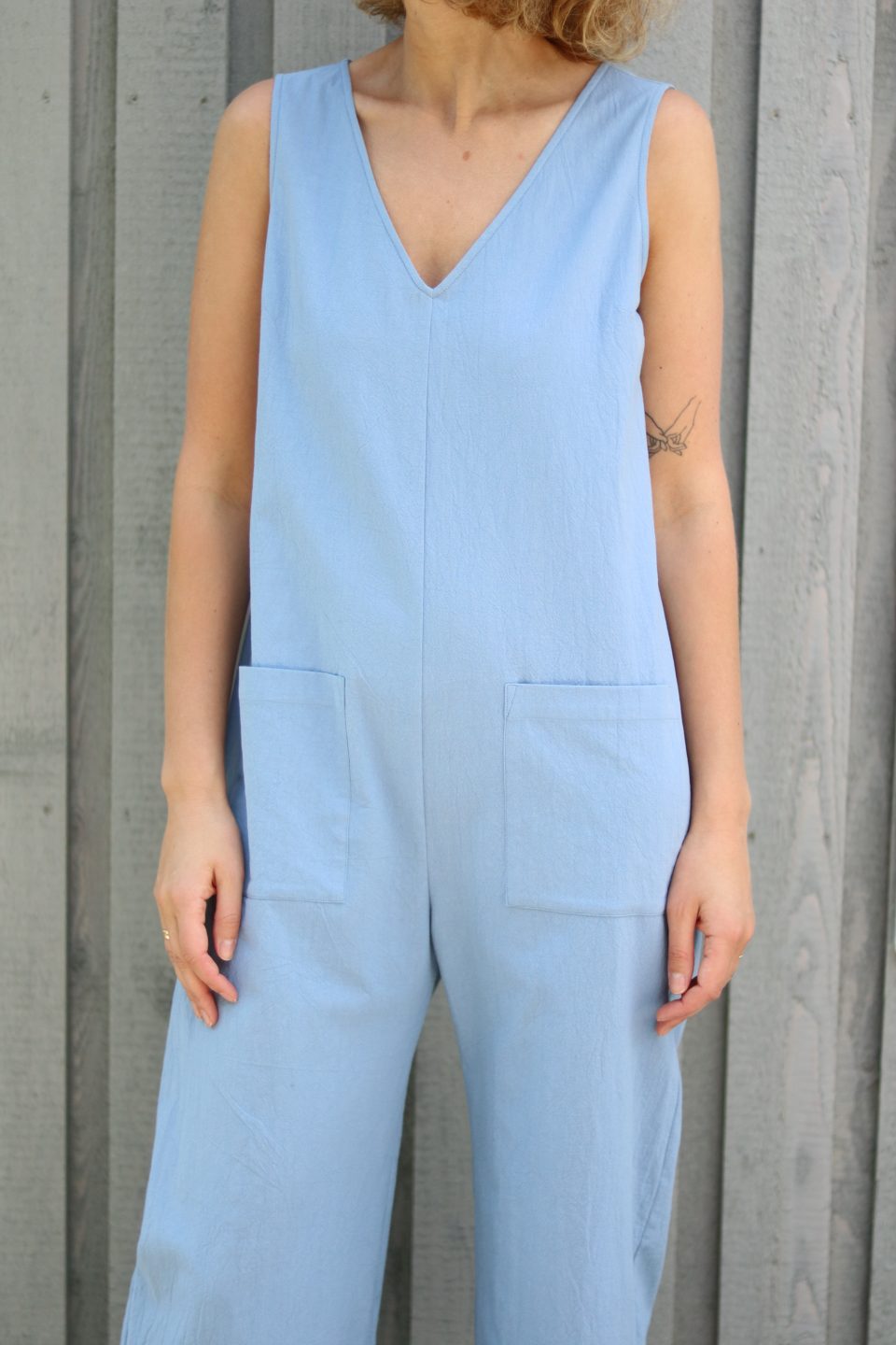 Wide leg cotton summer jumpsuit - Image 2