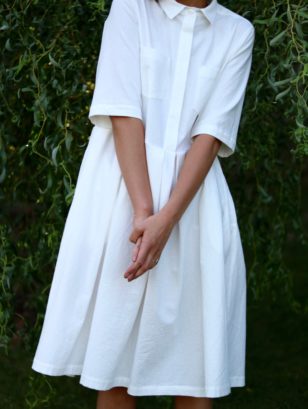 Loose White Cotton Shirt Dress