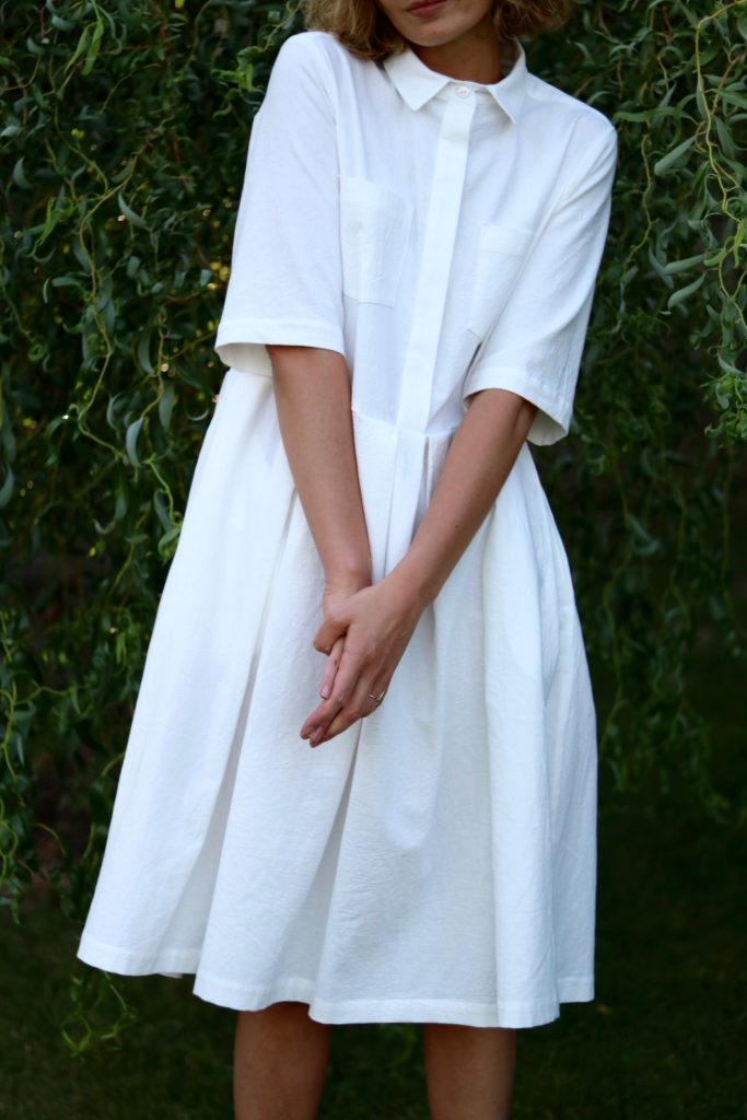 Loose White Cotton Shirt Dress