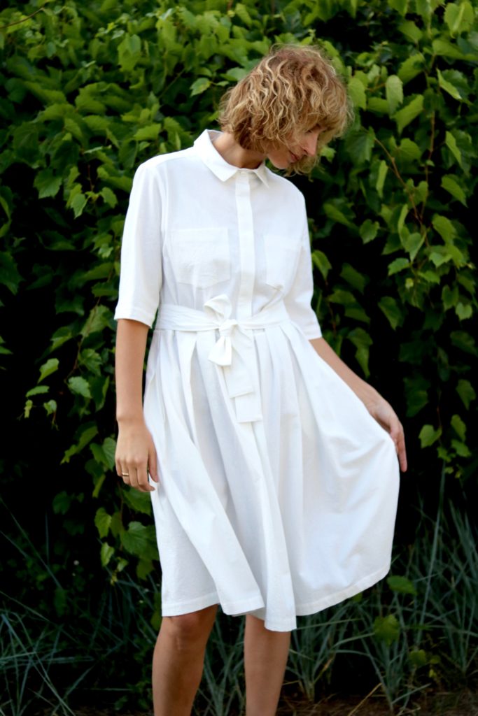 Loose White Cotton Shirt Dress - Image 1