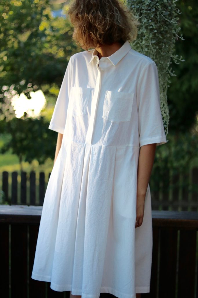 Loose White Cotton Shirt Dress - Image 2
