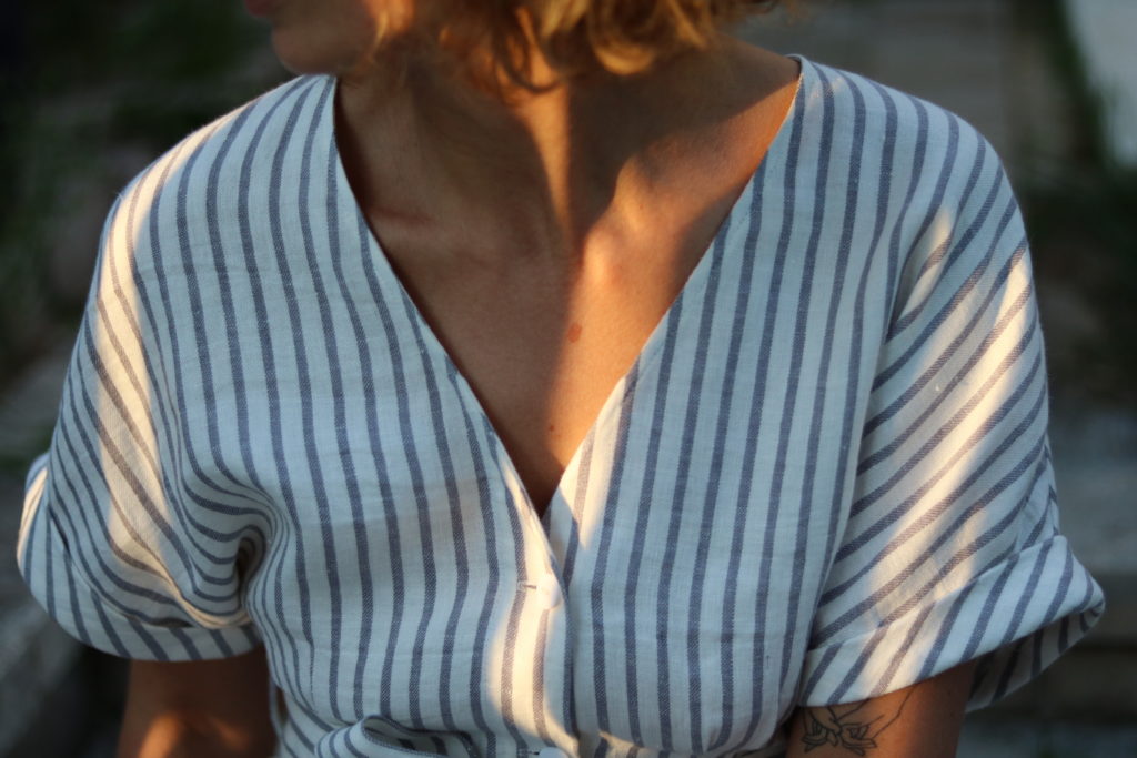 Linen Button Down Tie Belt Dress - Image 4