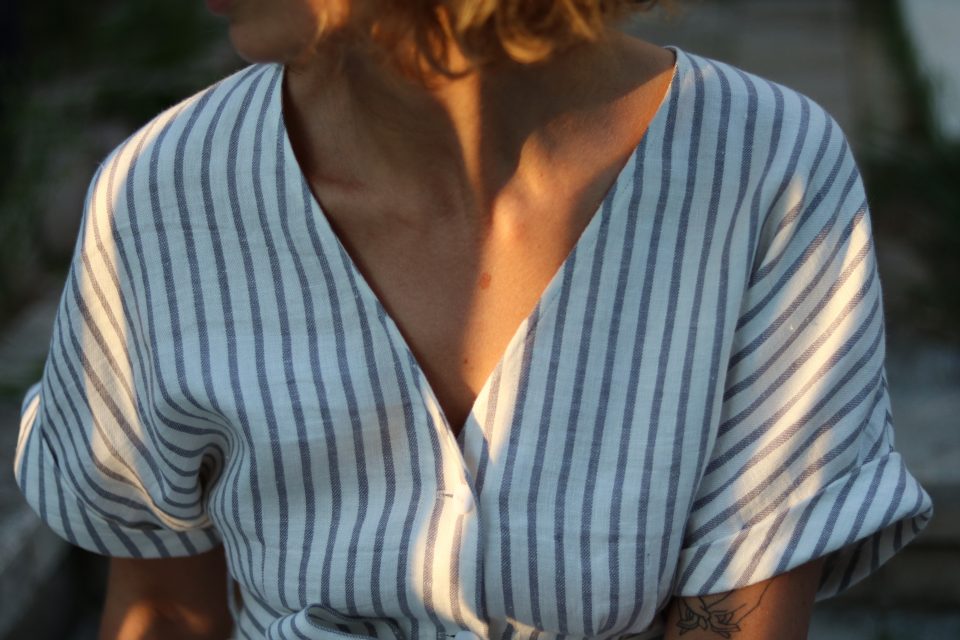 Linen Button Down Tie Belt Dress - Image 4