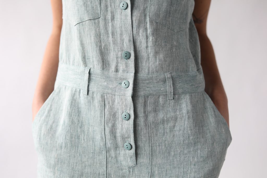Linen short sleeve coverall jumpsuit - Image 1
