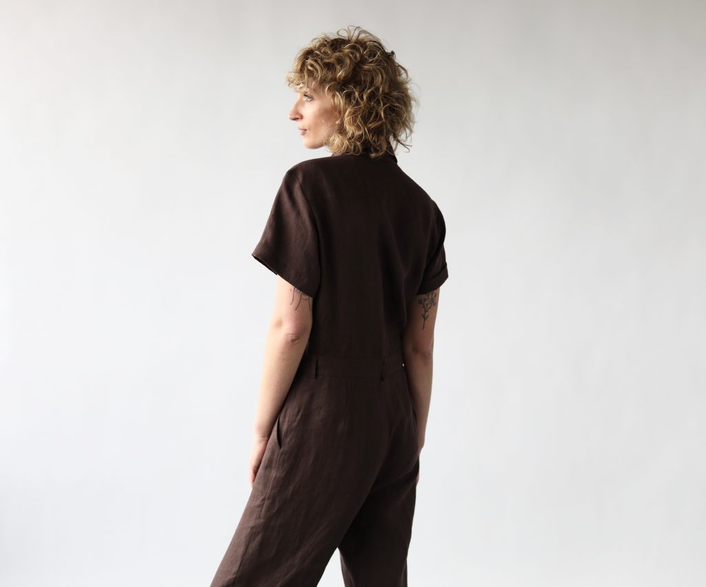 Linen patch pockets coverall jumpsuit - Image 1