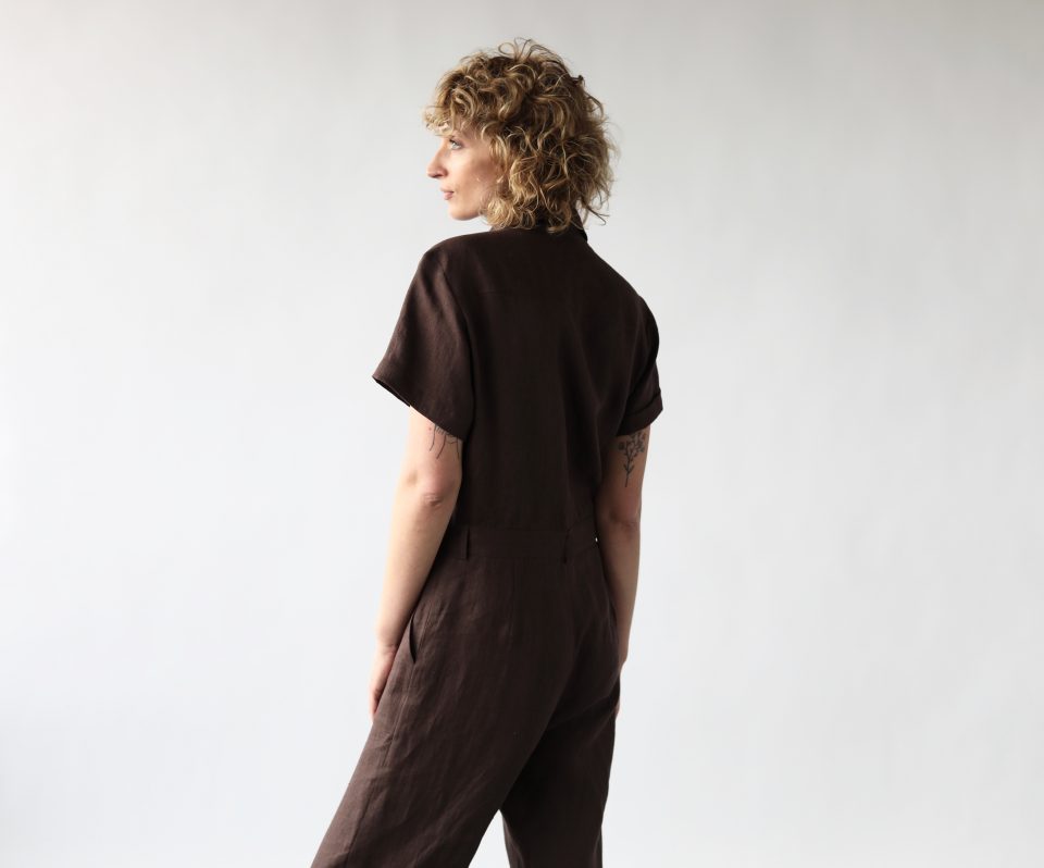 Linen patch pockets coverall jumpsuit - Image 1