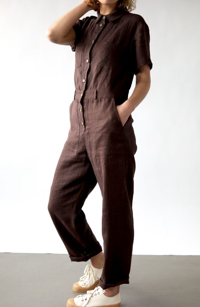 Linen patch pockets coverall jumpsuit - Image 2
