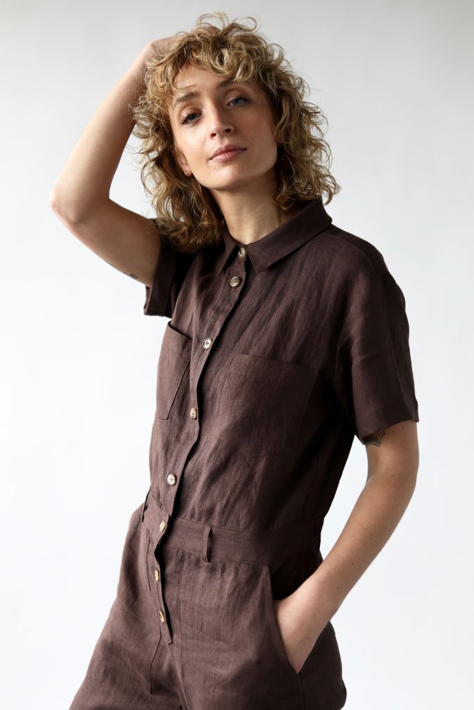 Linen patch pockets coverall jumpsuit - Image 3