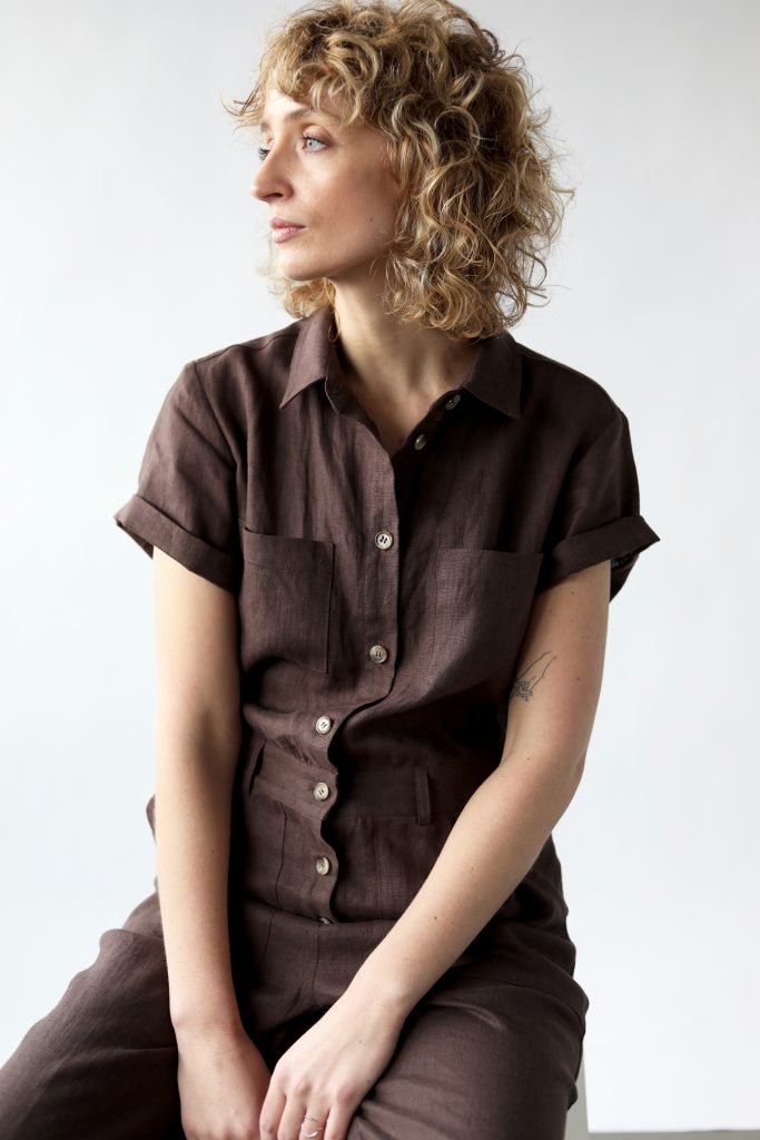 Linen patch pockets coverall jumpsuit - Image 4