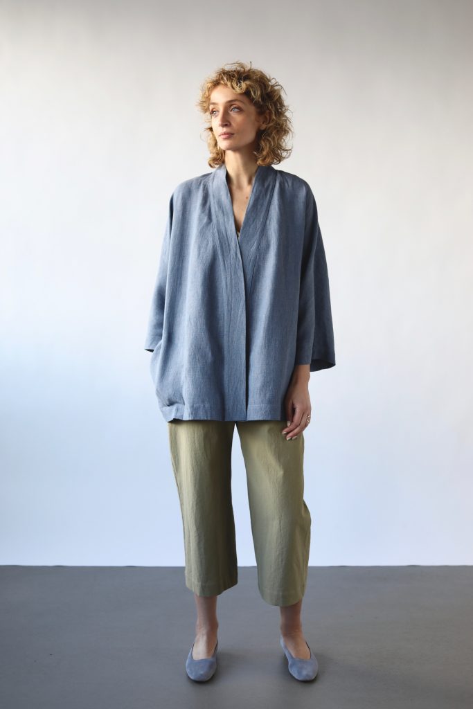 Loose Fit Linen Wrap Jacket