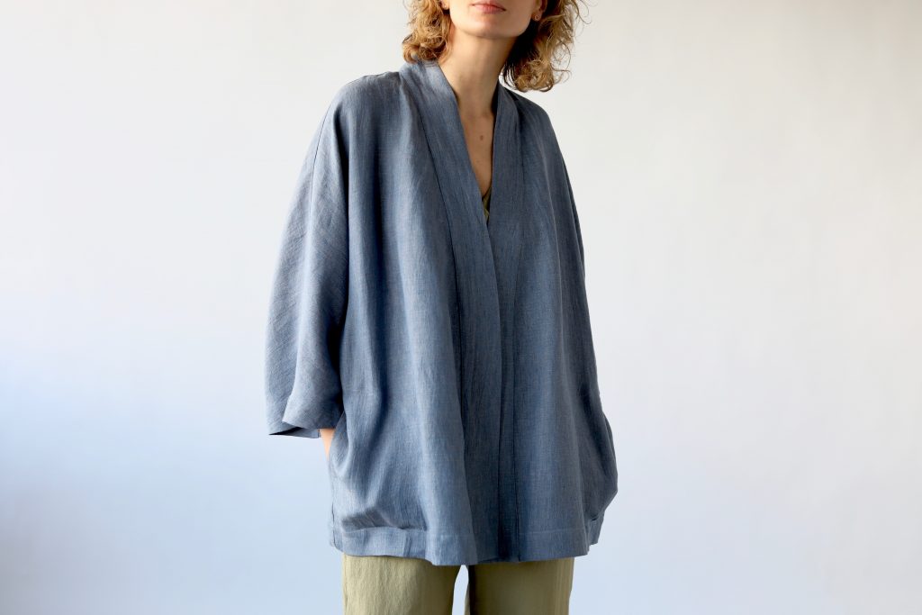 Loose Fit Linen Wrap Jacket - Image 4