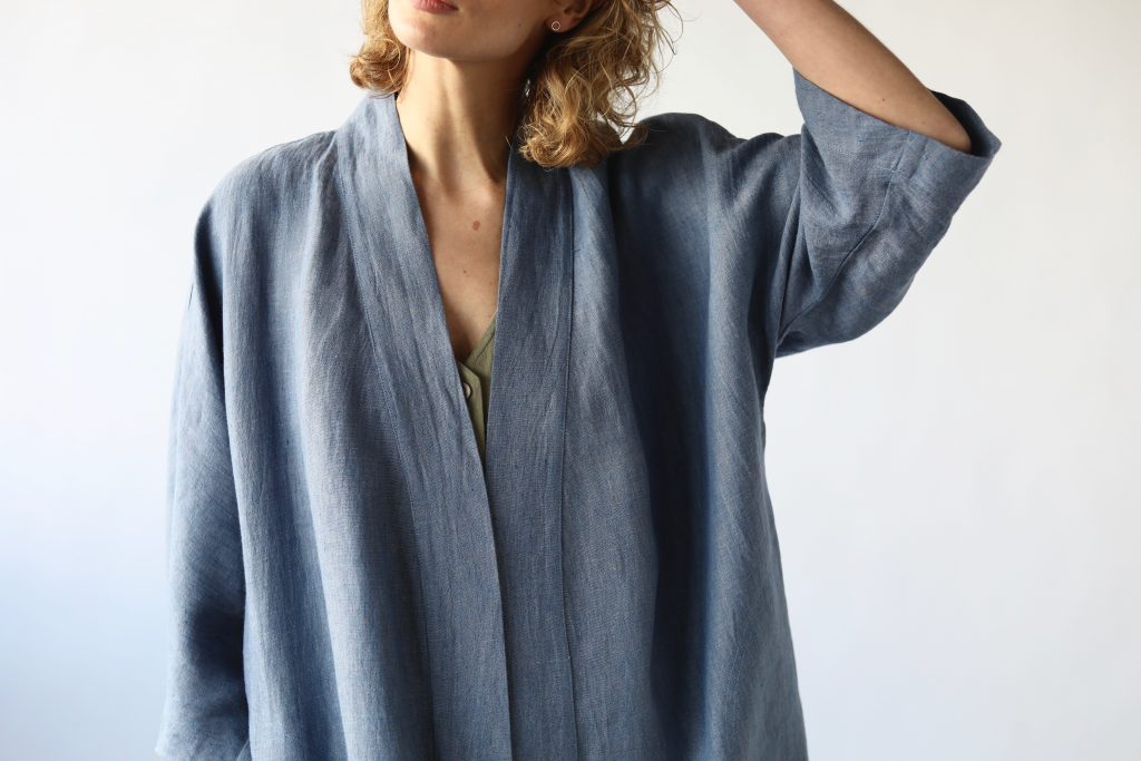 Loose Fit Linen Wrap Jacket - Image 3