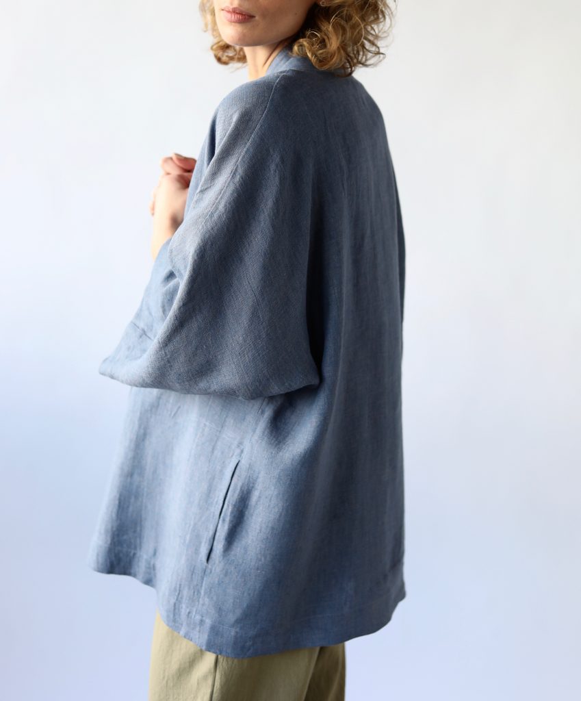 Loose Fit Linen Wrap Jacket - Image 2