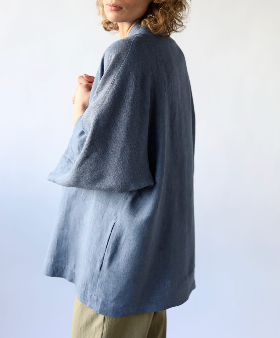 Loose Fit Linen Wrap Jacket - Image 2