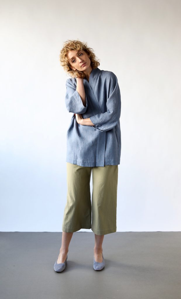 Loose Fit Linen Wrap Jacket - Image 1