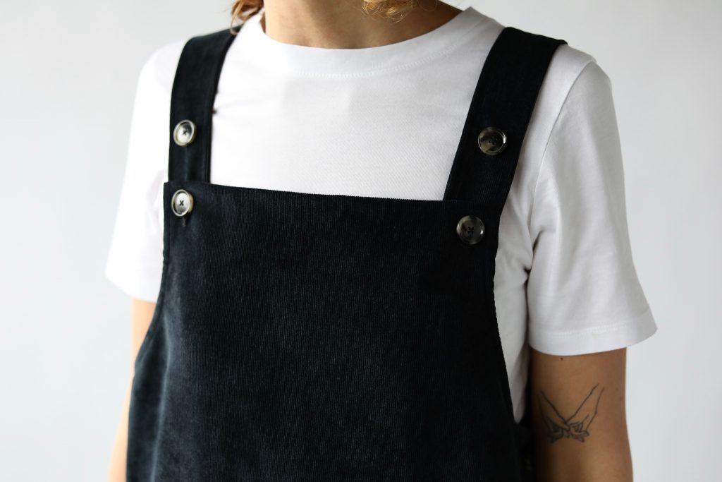 Velvet pinafore dress in black - Image 2