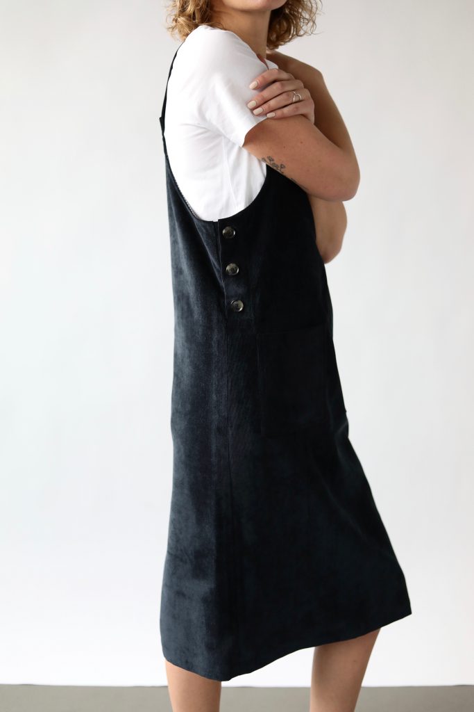 Velvet pinafore dress in black - Image 4