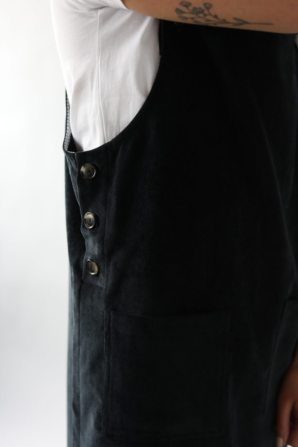 Velvet pinafore dress in black - Image 5