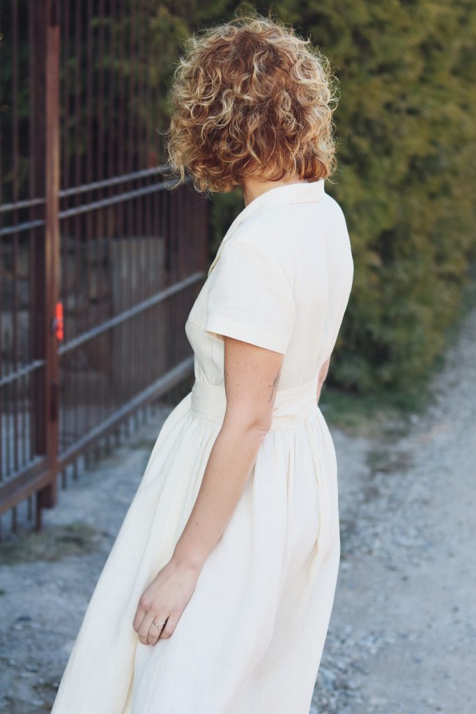 Linen wrap dress in ivory - Image 4