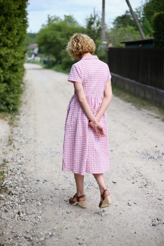 Gingham cotton wrap dress - Image 3
