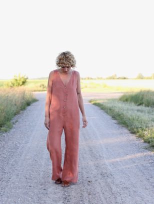 Maternity sleeveless linen V-neck jumpsuit | Jumpsuit | Sustainable clothing | OffOn clothing