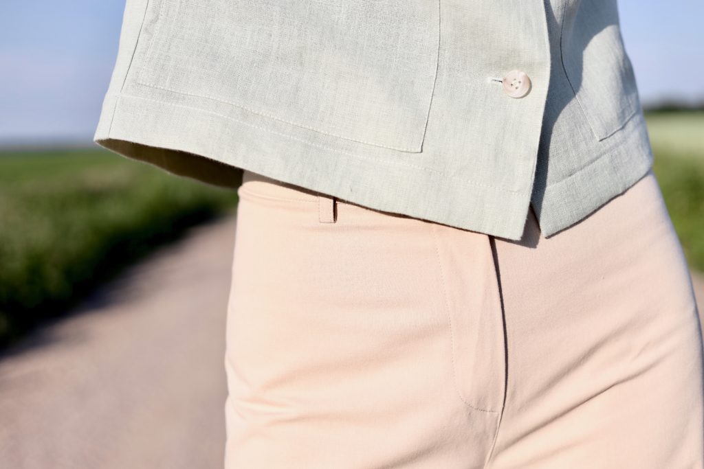 Cotton twill wide leg trousers - Image 3