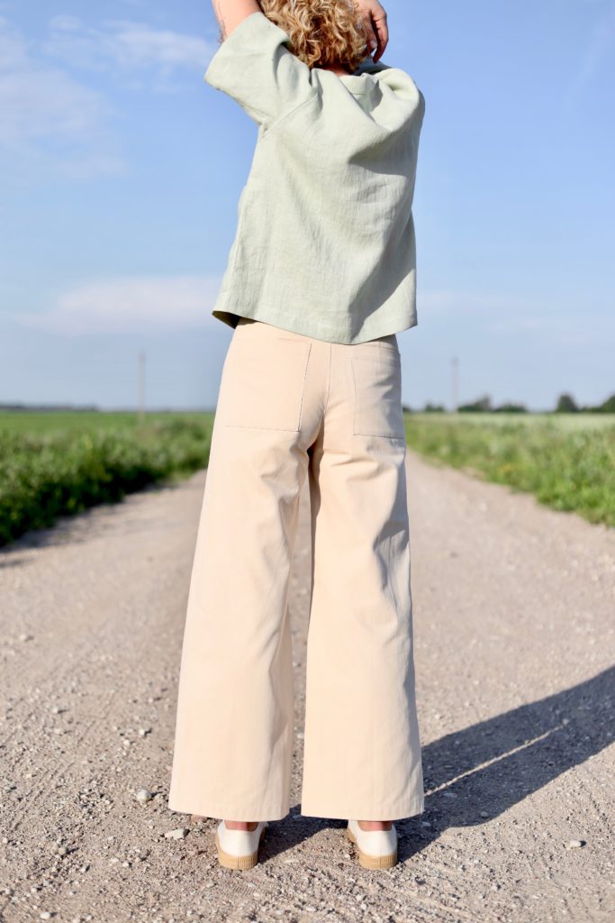 Cotton twill wide leg trousers - Image 4