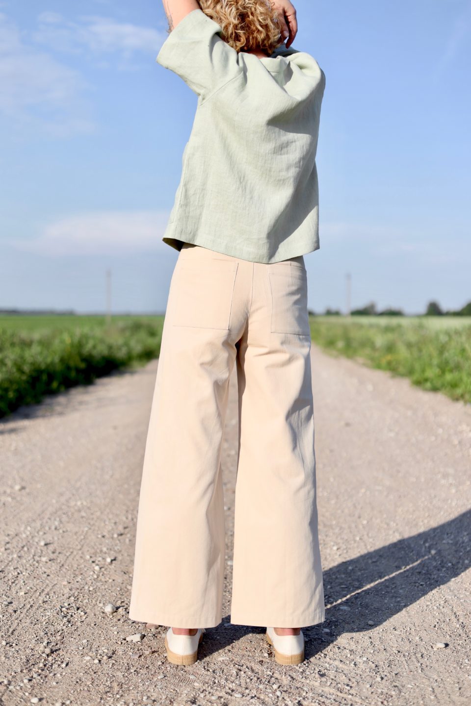 Cotton twill wide leg trousers - Image 4