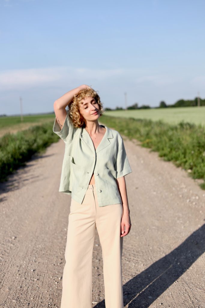 Cotton twill wide leg trousers - Image 2