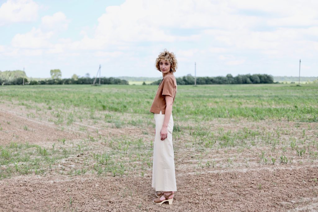 Cotton twill wide leg trousers - Image 1