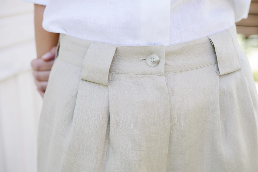 Beige linen high waist shorts - Image 2