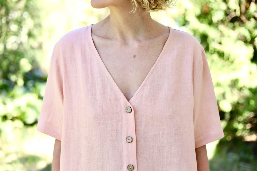 Linen short sleeve wide leg jumpsuit - Image 3