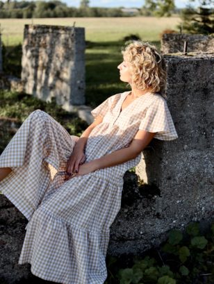 Ruffled checkered cotton dress | Dress | Sustainable clothing | OffOn clothing