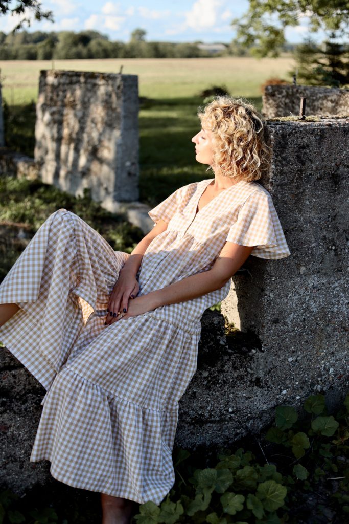 Ruffled checkered cotton dress | Dress | Sustainable clothing | OffOn clothing