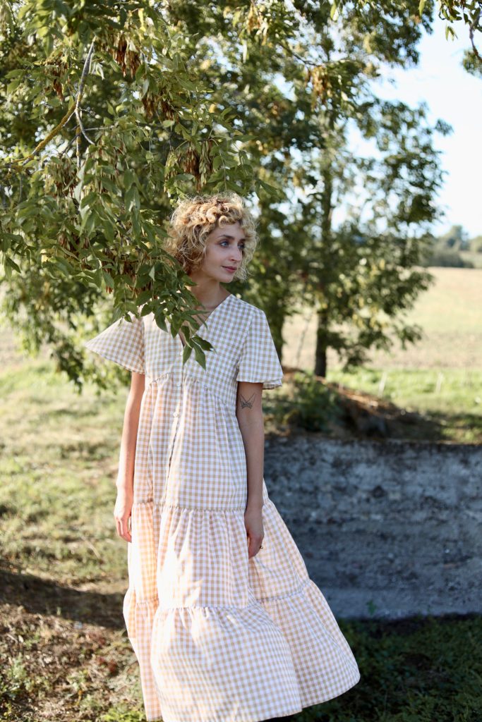 Ruffled checkered cotton dress - Image 3
