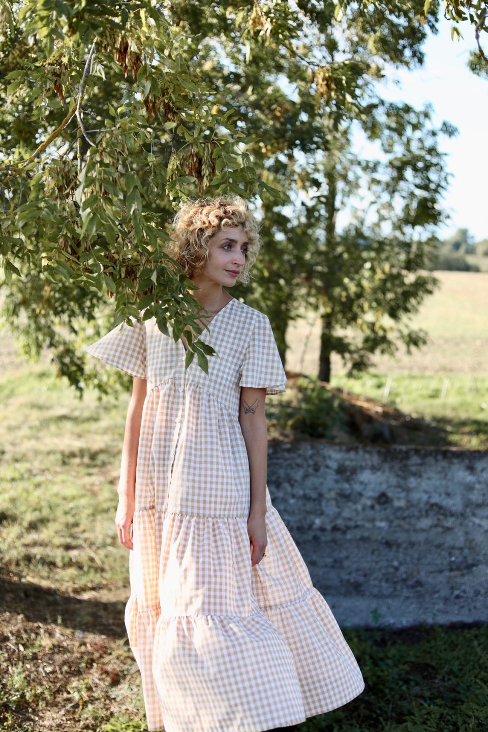 Ruffled checkered cotton dress - Image 3