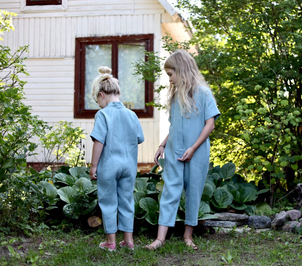 Girls linen kimono-style jumpsuit - Image 1