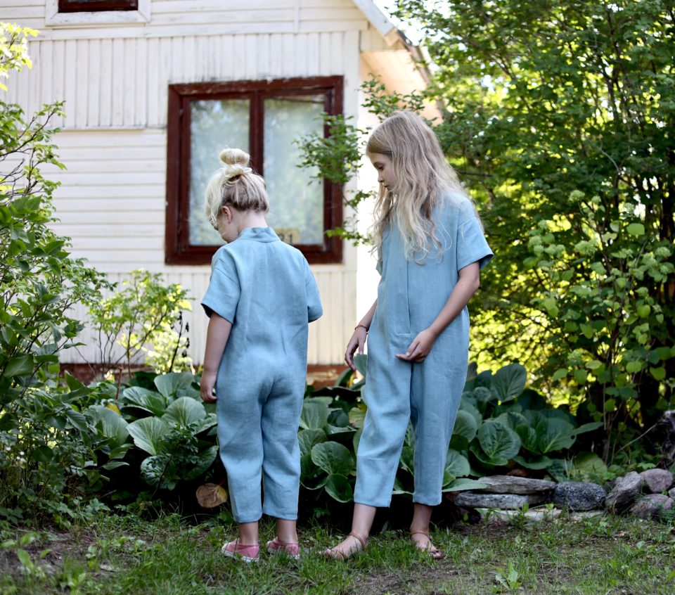 Girls linen kimono-style jumpsuit - Image 1