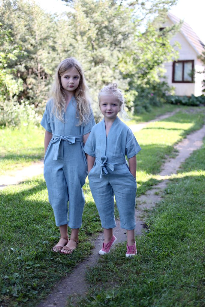 Girls linen kimono-style jumpsuit - Image 4