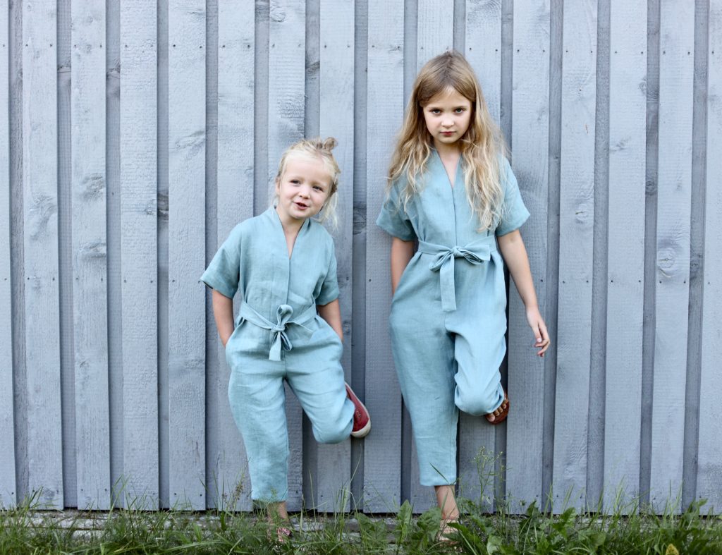 Girls linen kimono-style jumpsuit - Image 5