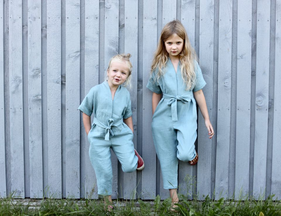 Girls linen kimono-style jumpsuit - Image 5