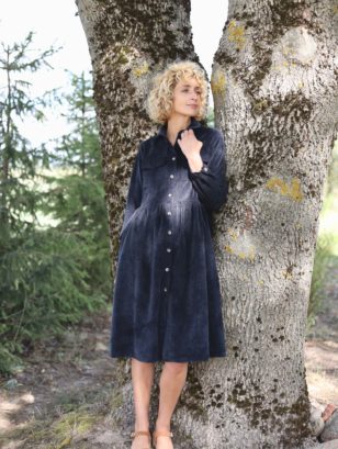 Needle-cord long sleeve shirt dress | Dress | Sustainable clothing | OffOn clothing